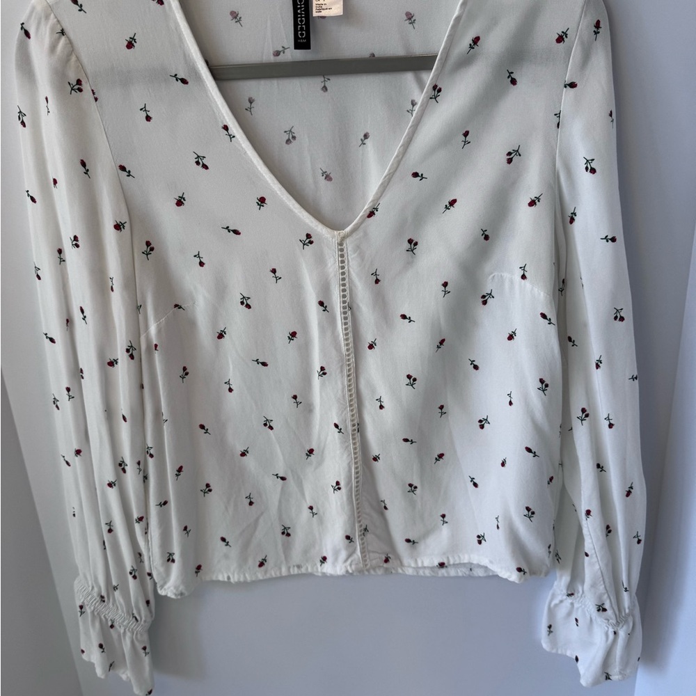 H&M White Floral Blouse